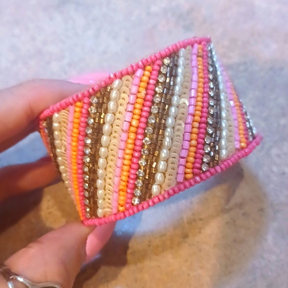 Natasha Couture Jewelry - Natasha Multi-Colored Handmade Beaded Cuff Bracelet
